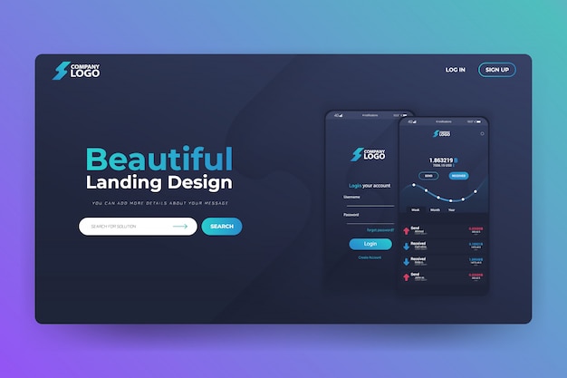 Bitcoin App Website Landing Page Template Design