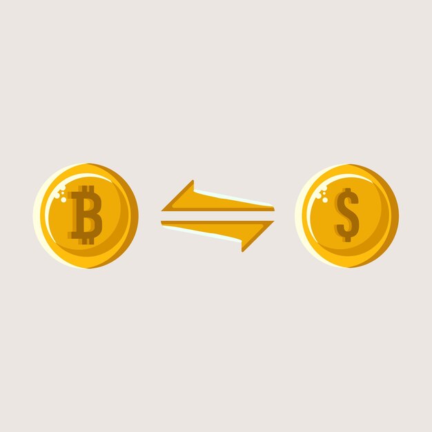 Bitcoin to Dollar Exchange icons vector illustration