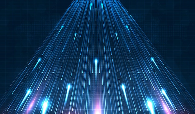 Blå lysstripe fiberoptisk fartslinje futuristisk bakgrunn for 5g- eller 6g-teknologi trådløs dataoverføring høyhastighetsinternett i abstrakt internettnettverk konseptvektordesign