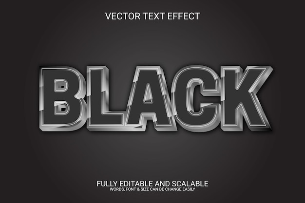 Black 3D Fully Editable Vector EPS Text Effect Template