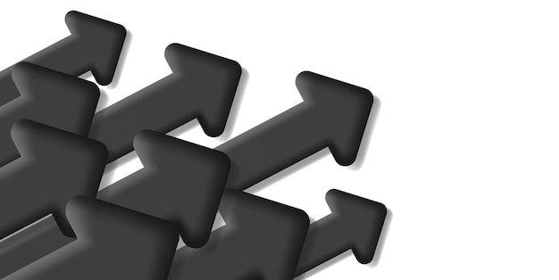black 3d volume arrows on white backdrop business background dynamic