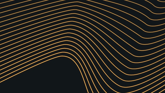black abstract background with gold curve lines for backdrop or presentation