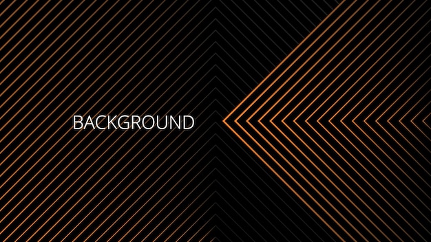Black abstract background with orange triangular pattern diagonal rays and angles