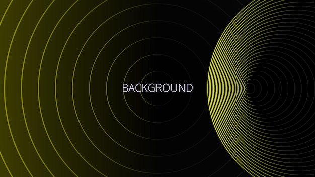 Black abstract background with yellow pattern blended lines gradient circles space orbit