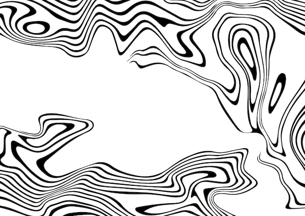 black and white abstract striped background.optical illusion of wrapped shapes.smooth and wavy lines.vector illustration.