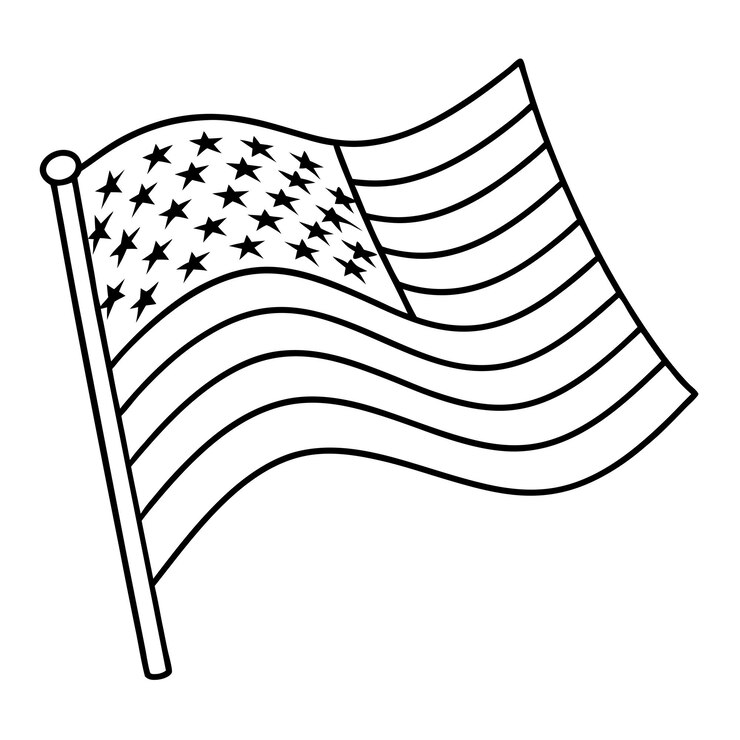Vektor black and white flag of united states of america usa flag coloring book page for baby