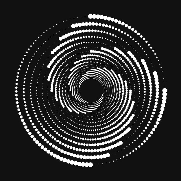 black and white image of a spiral with circles and the words the word