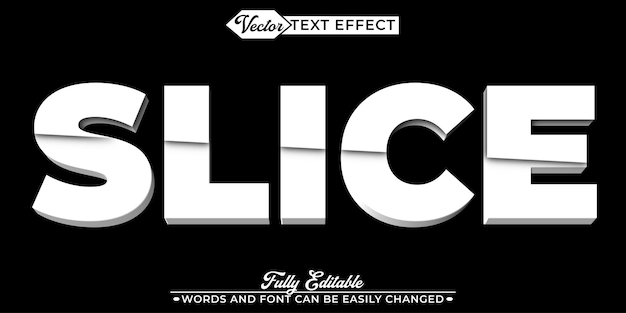 black and white sharp slice vector editable text effect template