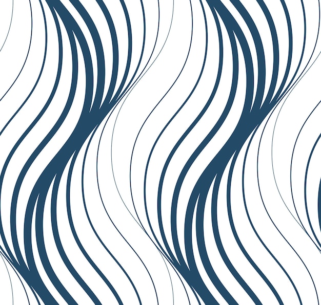 Black and white vector endless pattern created with thin undulate stripes, seamless netting composition. Continuous interlace texture can be used as website background and as wrapping paper.