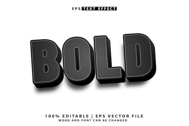 Black bold 3d editable text effect