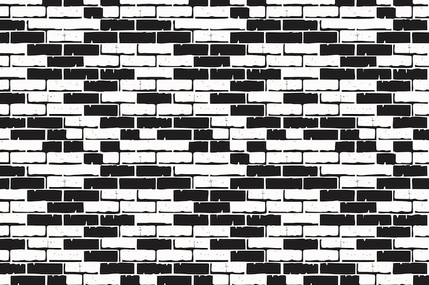 Black Brick wall background Vector illustration Black and white