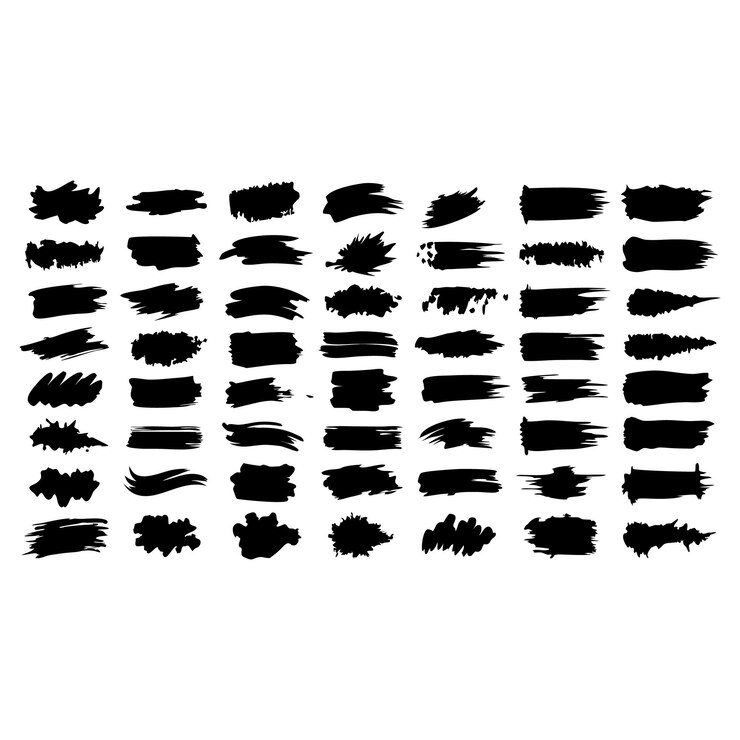 Vektor black brush strokes of different shapes 15