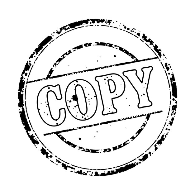 black circular stamp word copy displayed center bold text with distressed texture effect vector