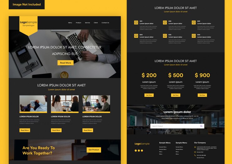 Vektor black elegant website design template for business development