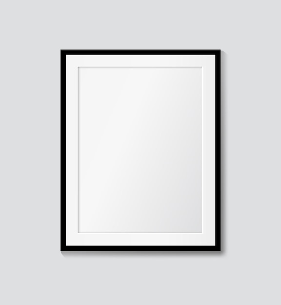 black frame with passepartout on the wall mock up