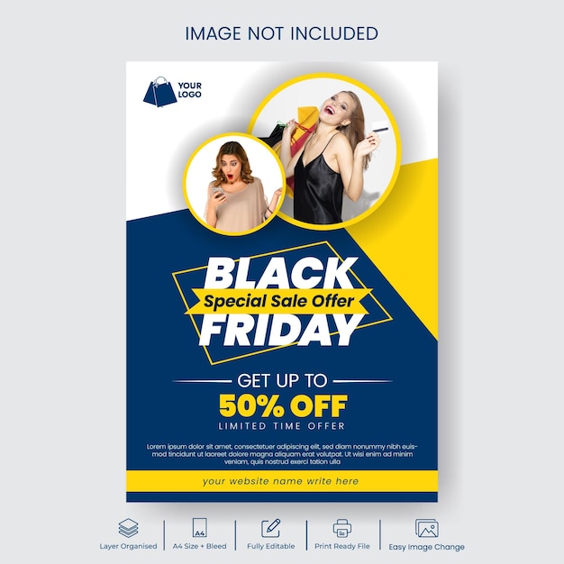 Black Friday super sale discount offer print flyer or poster template design