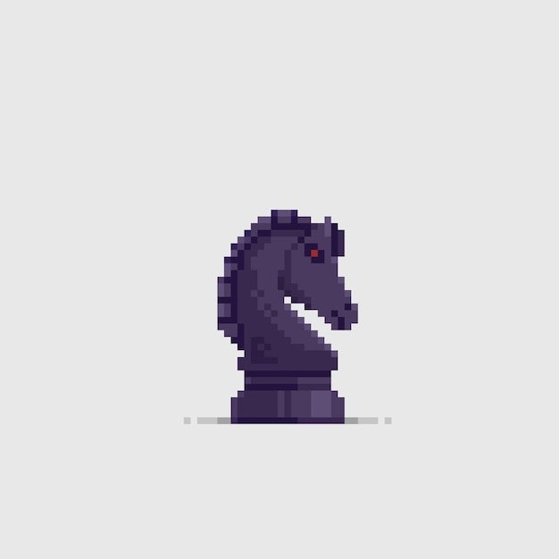 black horse chess piece in pixel art style