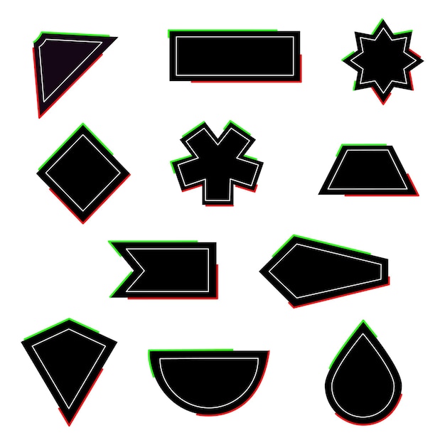 Black Label collection set. Abstract blotch shape. Shopping Tags. Set of modern graphic elements.