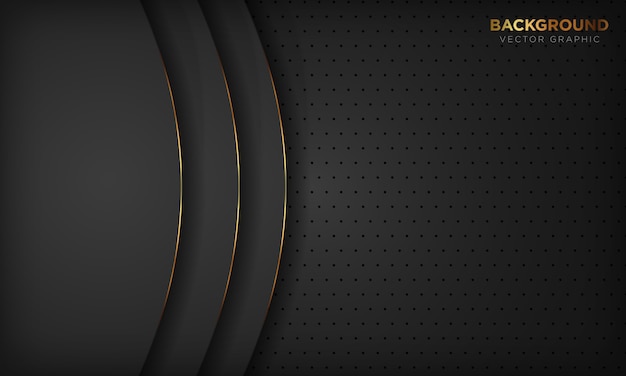 Black luxury abstract background with golden line decoration.