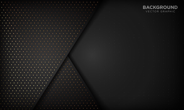 Black luxury abstract background with overlap layers. Texture with gold glitters dot element.