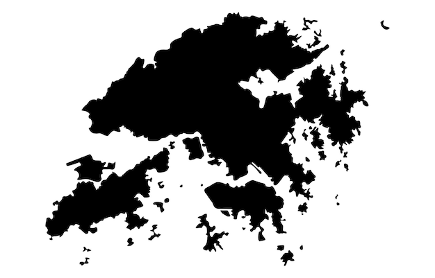 black silhouette of a hong kong country land map