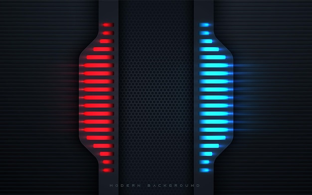 Black tech dimension background modern texture with blue and red light