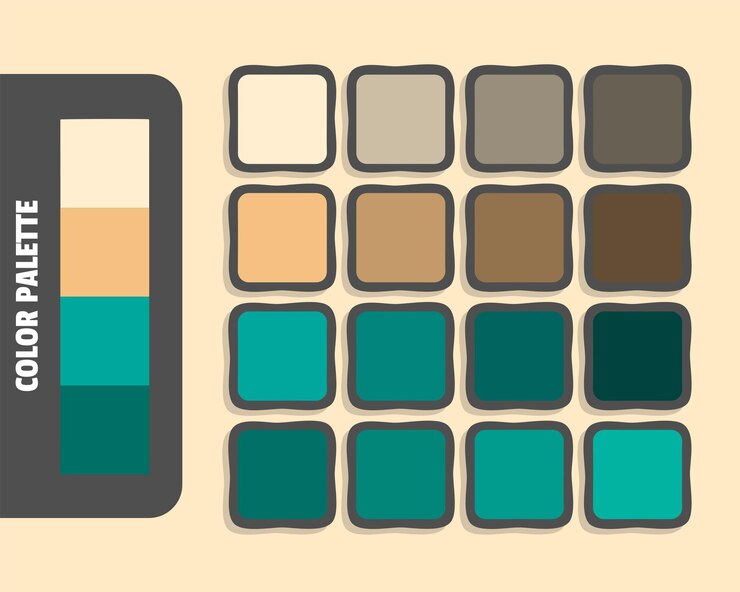 Vektor blanchedalmond burlywood darkcyan teal color palette colour matching rgb harmonious colors