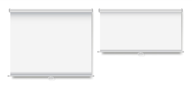 Blank projection screens realistic vector illustration set