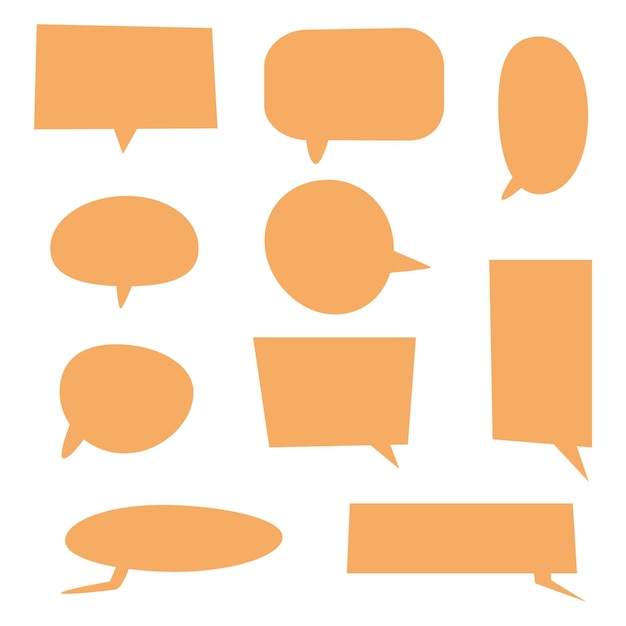 Blank speech bubbles set with different cartoon shape isolated on white background