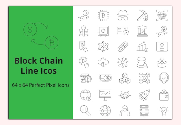 Blockchain Line icons vectors set