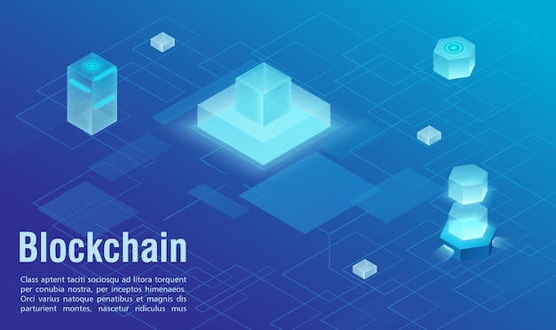 blockchain technology structure abstract isometric vector illustration