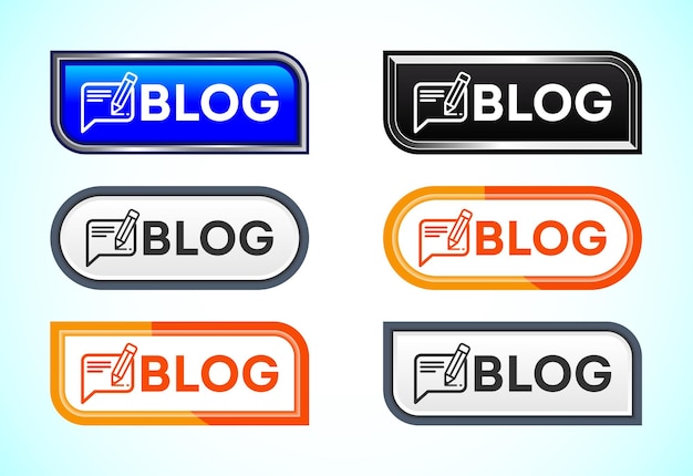 Blog button set of different shapes and colors Suitable for mobile app and website UI design