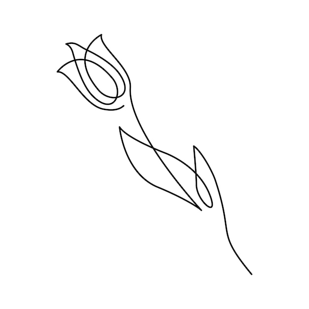 Blomst kontinuerlig linje Vektorillustrasjon isolert på hvit bakgrunn