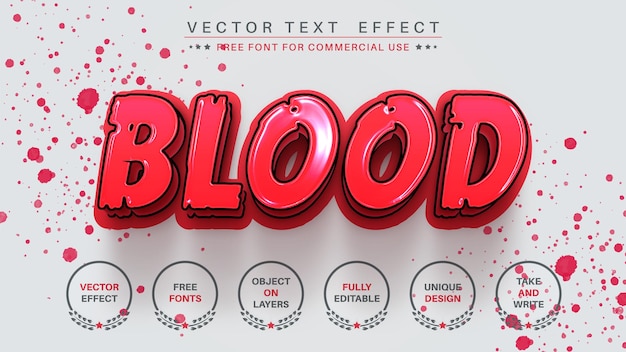 Blood Redigerbar teksteffekt, skriftstil