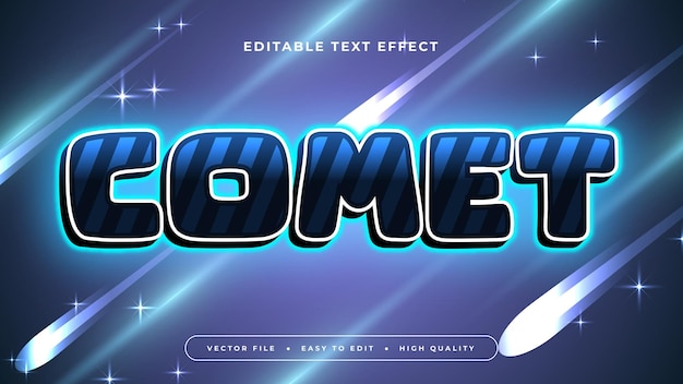 Blue and white comet 3d editable text effect font style