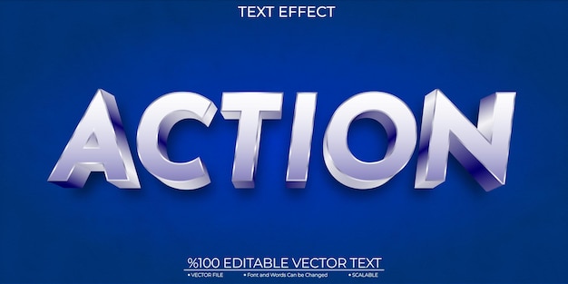 Blue and White Shiny Action Editable and Scalable Template Vector Text Effect