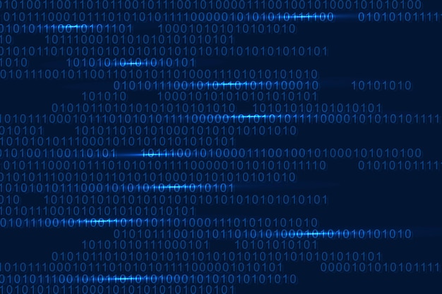 Blue binary code falling background