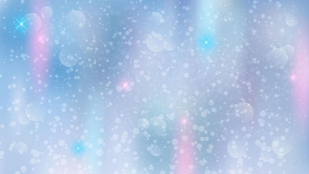 Blue Christmas background with bokeh lights Bright highlights Northern lights Vector