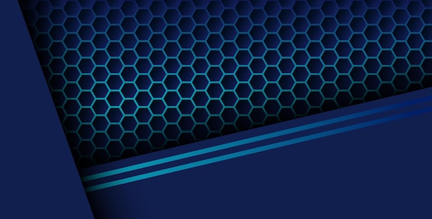 blue color with blue gradient list overlapping background realistic overlap layer on hexagon pattern