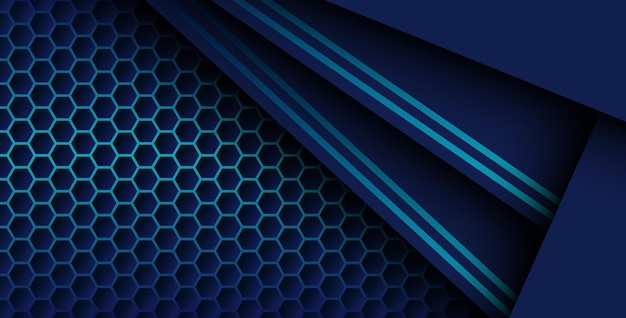 blue color with blue gradient list overlapping background realistic overlap layer on hexagon pattern