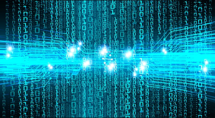 Vektor blue cyber circuit future technology concept background