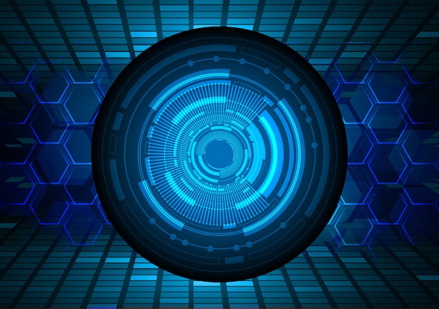 blue eye cyber circuit future technology concept background