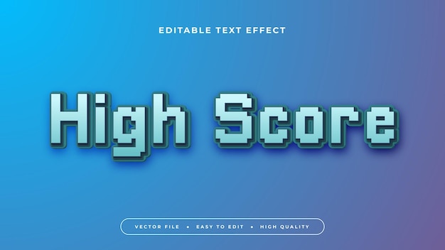 blue green high score 3d editable text effect font style