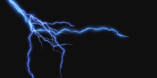 Blue lightning, thunderstorm, stormy weather, Vector illustration