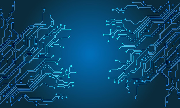 Blue line circuit computer technology futuristic background design creative vector