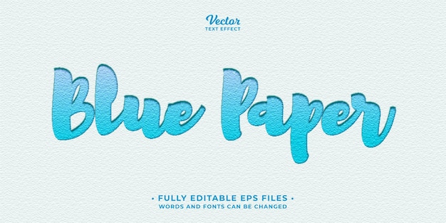 blue paper letter press text effect editable eps cc