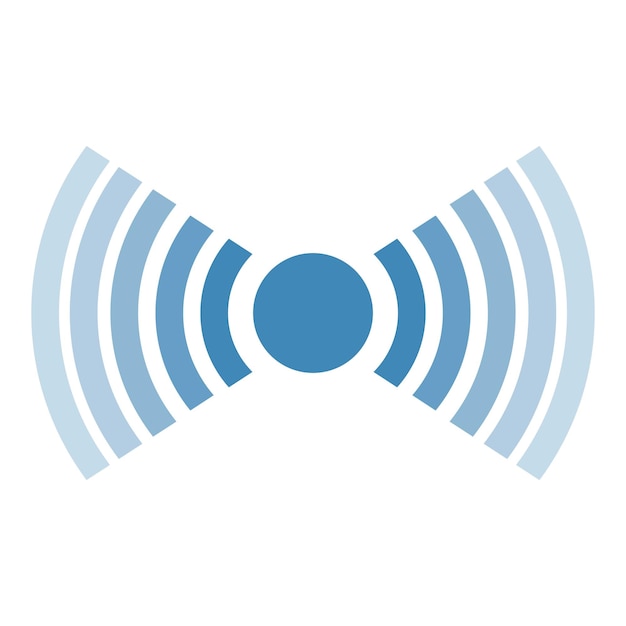 Blue radio waves expanding from central point representing wireless communication