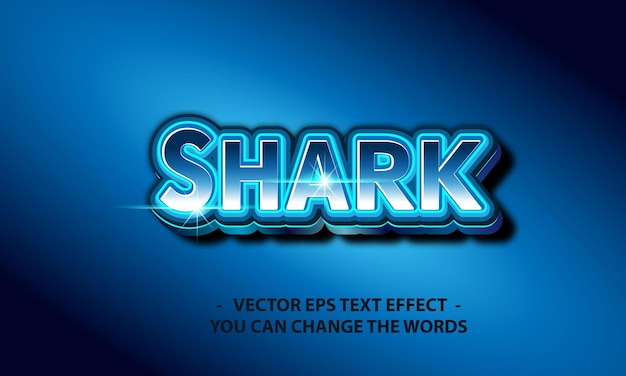 blue shark design text effect illustration