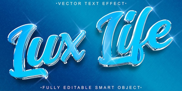 Blue Shiny Luxury Life Vector Fully Editable Smart Object Text Effect