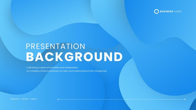 Blue vector simple background with abstract waves and liquid shapes Presentation background template